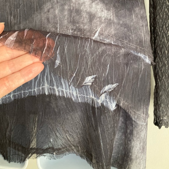 Komarov Beautiful Unique Abstract Sheer Button Down Long Sleeve Blouse, Sz M - Picture 14 of 16